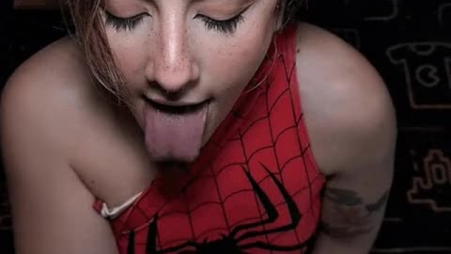 Spiderwoman Getting Web Blasted
