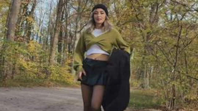 Even though it's fall I still wear skirts and thigh highs [GIF]