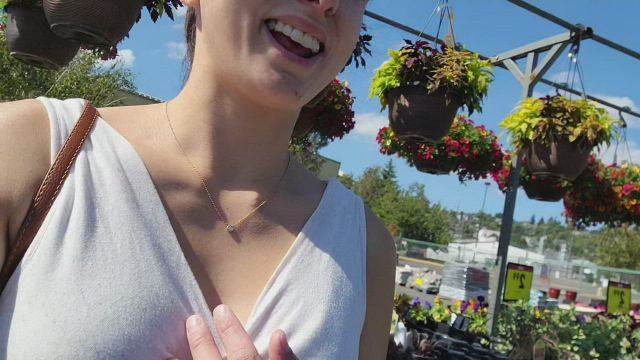 Shopping for flowers and showing my boobs! [GIF]