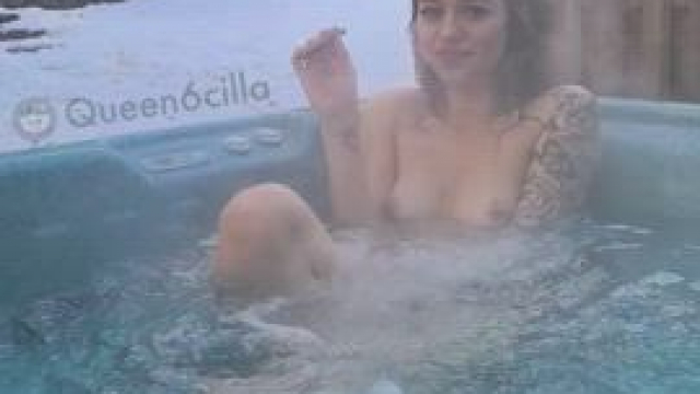 No better vibe than a blunt in a snowy hot tub