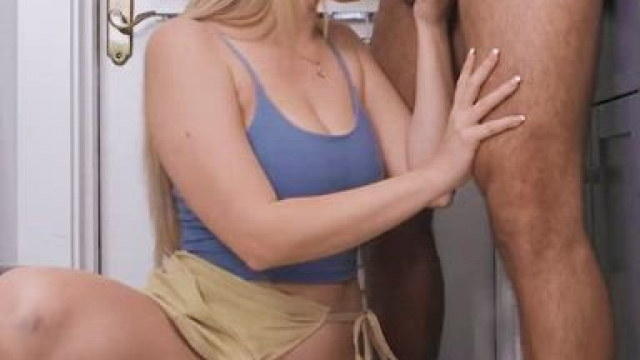 This blonde loves to suck cock