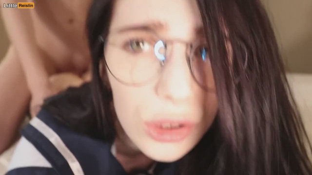 Schoolgirl cosplayer with glasses getting rough fuck