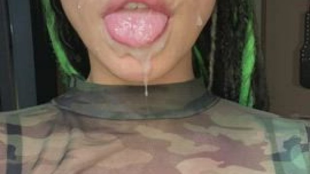 Daddy’s Cum dripping from My Mouth