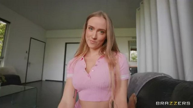 Hot blonde gets fucked doggy style with blowjob