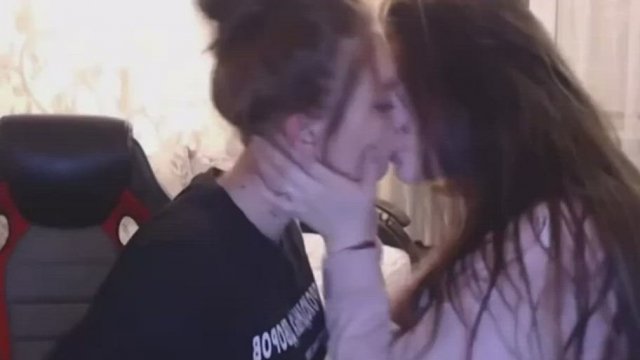 Friends kissing on stream