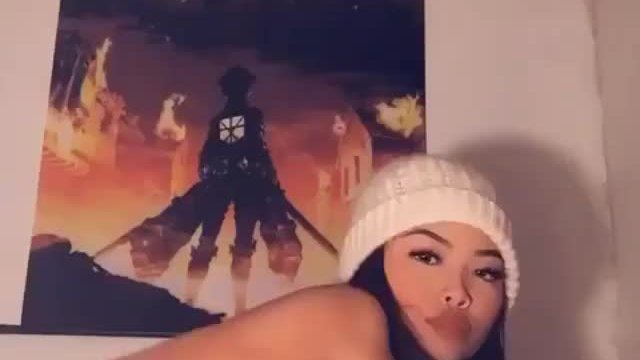 Cute Girl With Beanie Flexing Attack On Titan Poster
