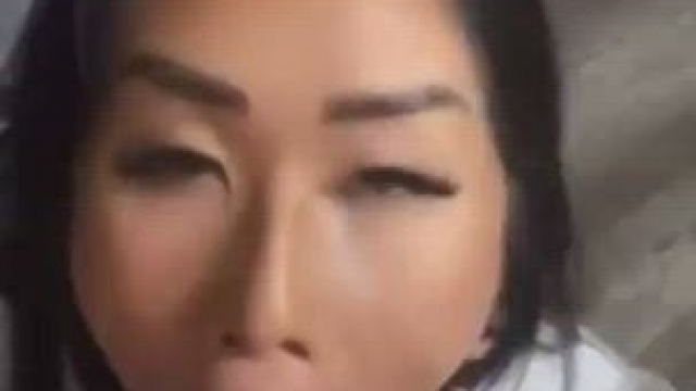 cute asian girl can't suck beyond the tip