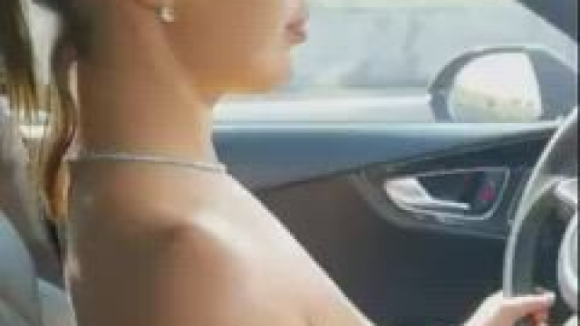 Blonde chick driving