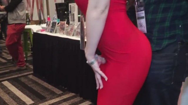 Lena Paul &amp;amp; a very lucky at a porn convention