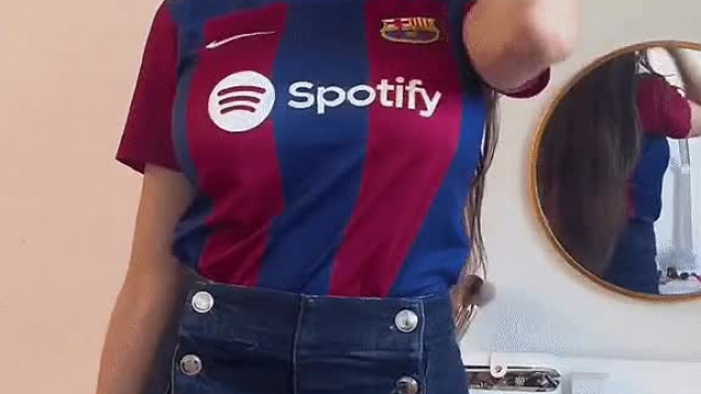 In FC Barcelona shirt