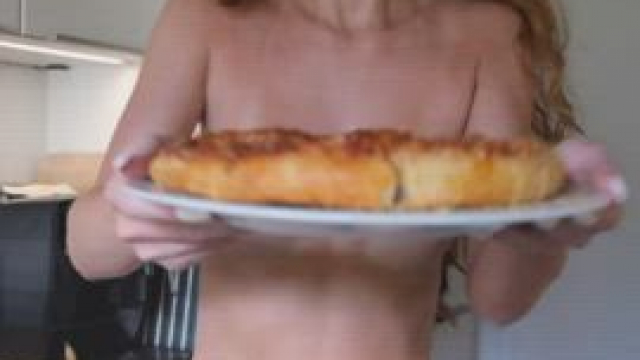 Naked redhead and pizza.. enjoy!