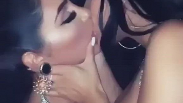 Brunettes Kissing Lesbians Sensual Porn GIF by peterosar