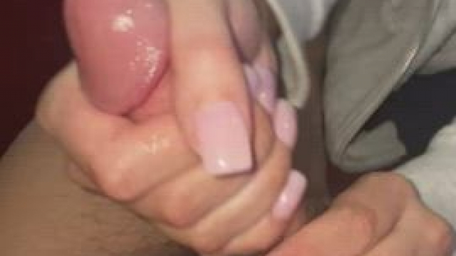 Cum Fountain all over gf’s new gel nails ????