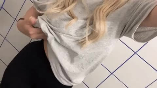 just me being naughty in the gym locker room with my natural boobies [18f]
