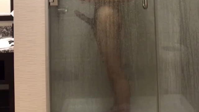 Stiff cock in the shower