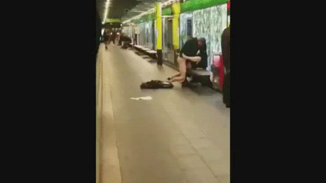 Trashy Couple Have Sex In A Subway Station