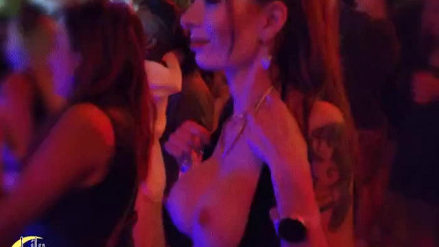 My tits slipped out of my dress at a crazy crowded nightclub and hubby kept film