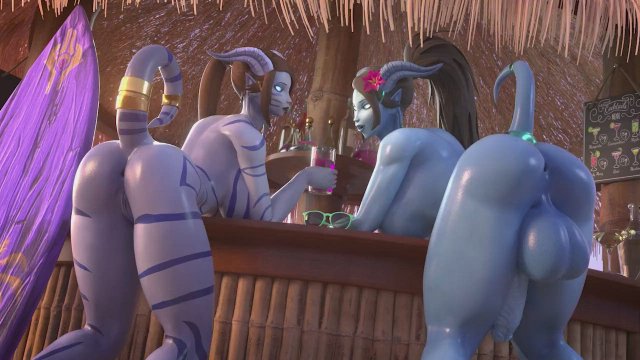 Futa Draenei chilling by the bar (Tektah) [World of Warcraft]