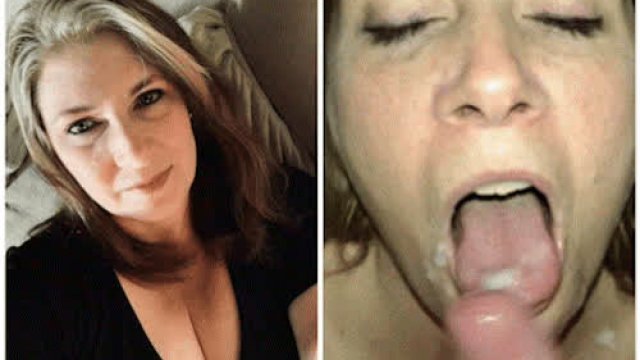Milf before and after cum in her mouth blowjob