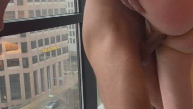 This hotwife loved putting on a show in front of the hotel window while being fu