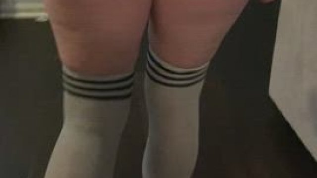 Delivery dare with thigh high socks